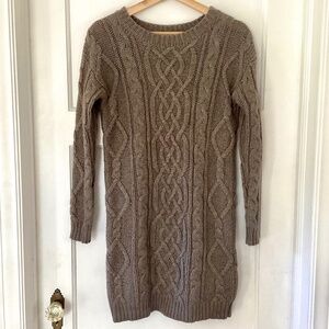 Moda International Women’s XS Wool Blend Cable Knit Pullover Sweater Dress Y2K
